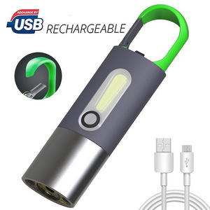 promotional flashlights portable  LED+COB keychain flashlight tent light with hook