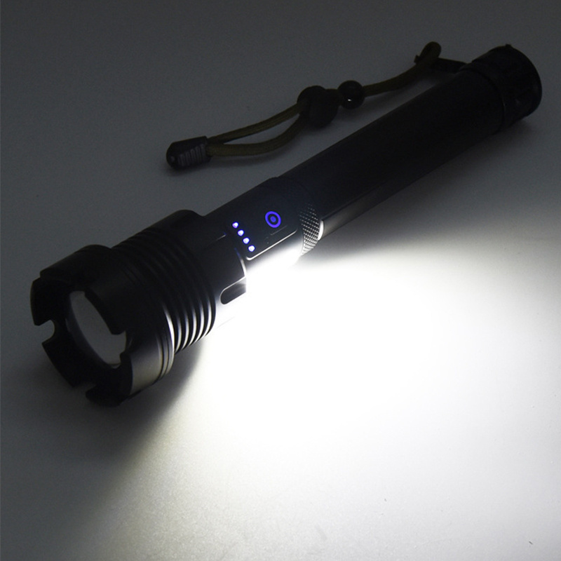 HL031 Aluminum alloy outdoor P70  flashlight powerful zoomable flashlight XHP70+COB led flashlight