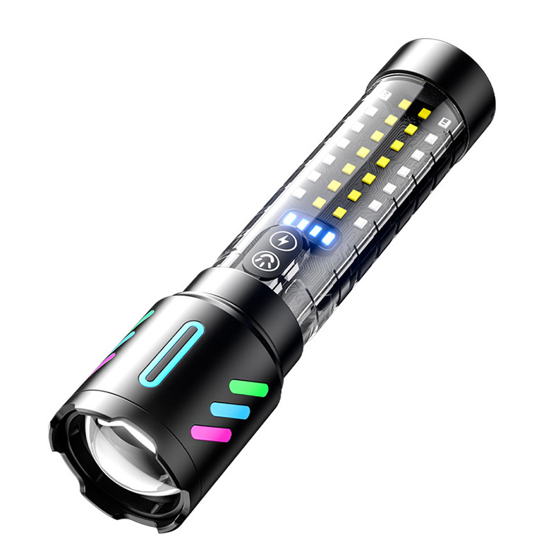 phosphor strip Red blue flashing aluminum alloy laser flashlight 90000 high lumens power style flashlight