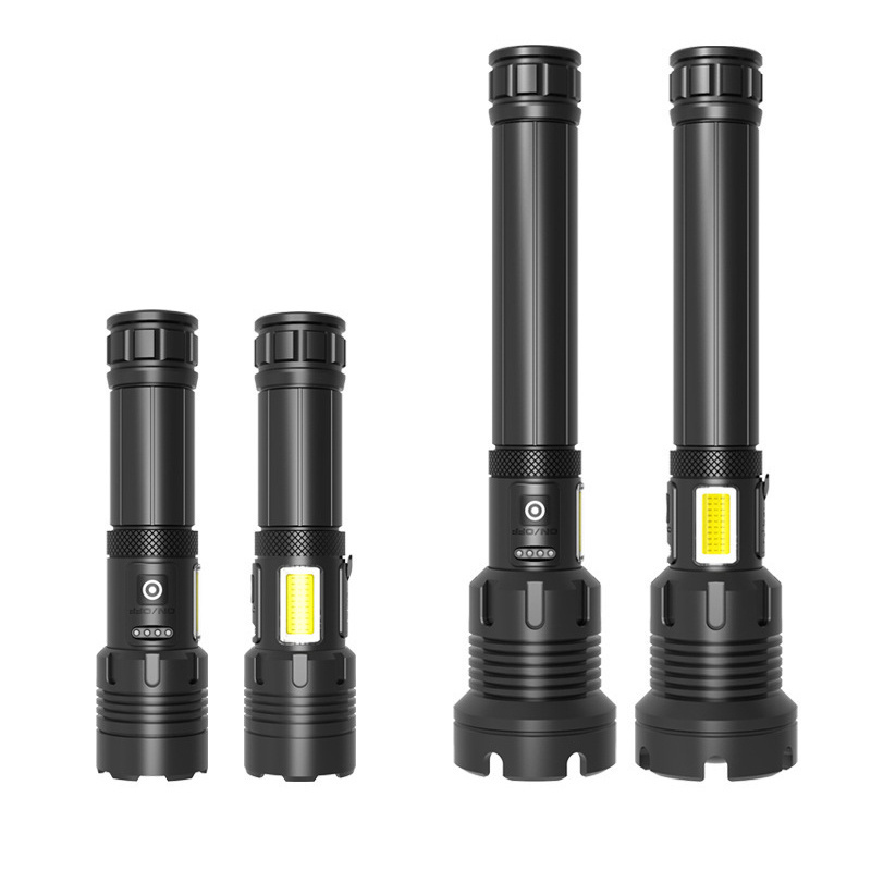 HL031 Aluminum alloy outdoor P70  flashlight powerful zoomable flashlight XHP70+COB led flashlight