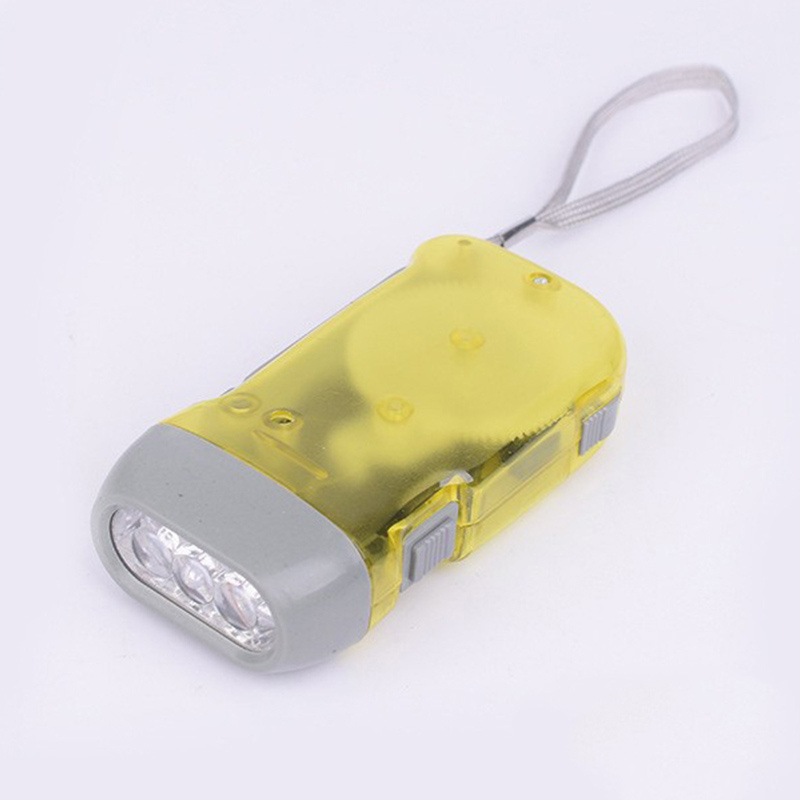 transparent Manual pressing power dynamo 3 led flashlight camping  hand crank flashlight