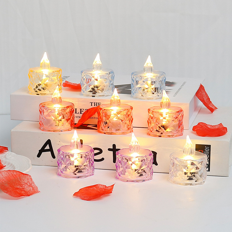 wholesale led tea light candles with batteries Mini transparent diamond crystal tea light small led candle