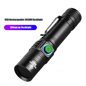 aluminum alloy Black Mirror 5w 365nm uv flashlight battery 18650 3 model led uv flashlight