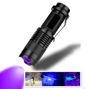 aluminum alloy sk68 395uv flashlight DRY BATTERY uv mini torch led pocket flashlight with clip