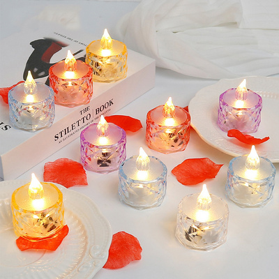 wholesale led tea light candles with batteries Mini transparent diamond crystal tea light small led candle