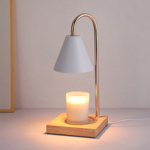 electric wood metal candle warmer lamp scented wax Timed dimming tealight candle lamp for Bedroom