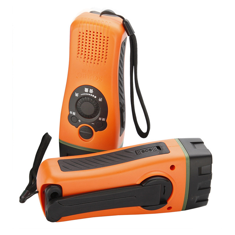 Emergency tools power bank sos led torch am fm Self generating flashlight dynamo radio