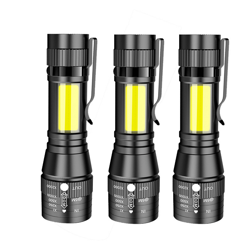 USB charging aluminum alloy clip portable mini cob led flashlight mini flashlight bulk