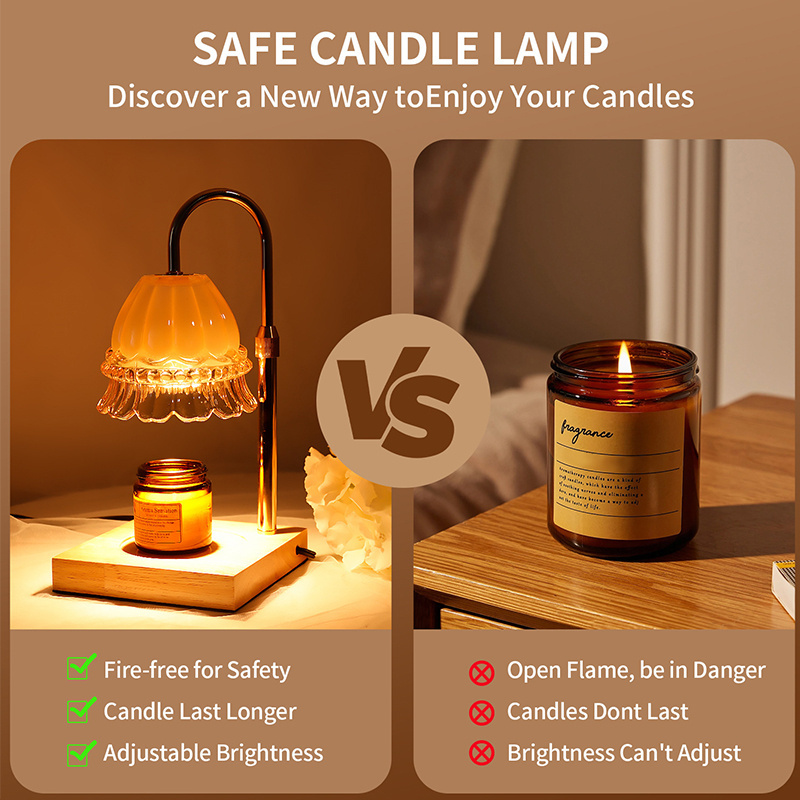 HD068 Plug timing fragrance lamp 8.85-12inch candle warmer lamp adjustable height fireless wax melt warmer tea light