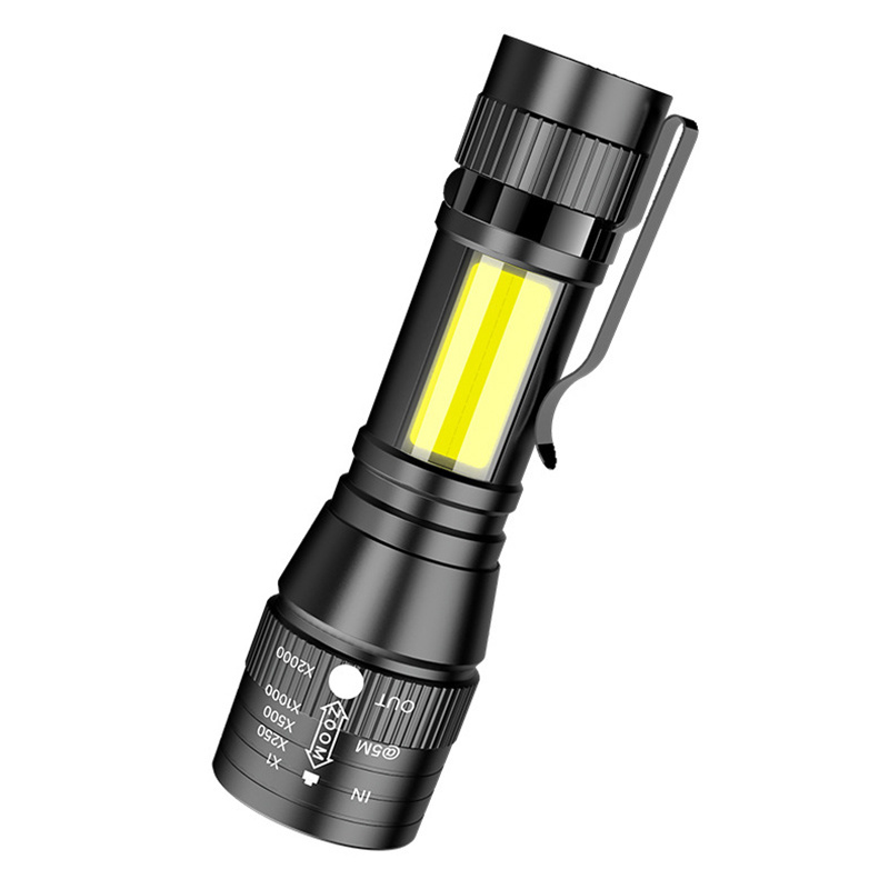 USB charging aluminum alloy clip portable mini cob led flashlight mini flashlight bulk