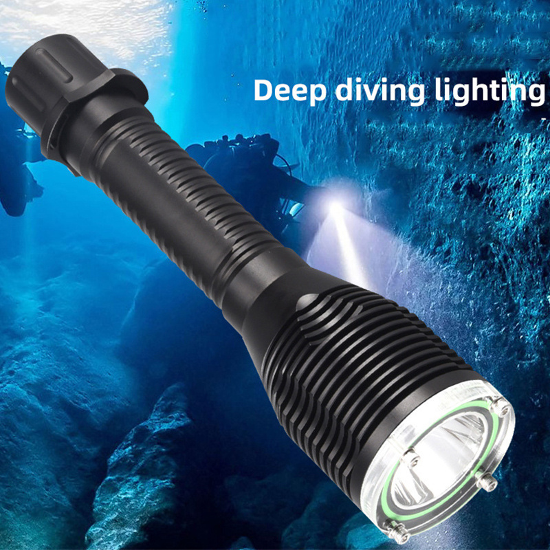 waterproof aluminum alloy 26650 battery professional diving light underwater flashlight T40 ipx8 diving torch