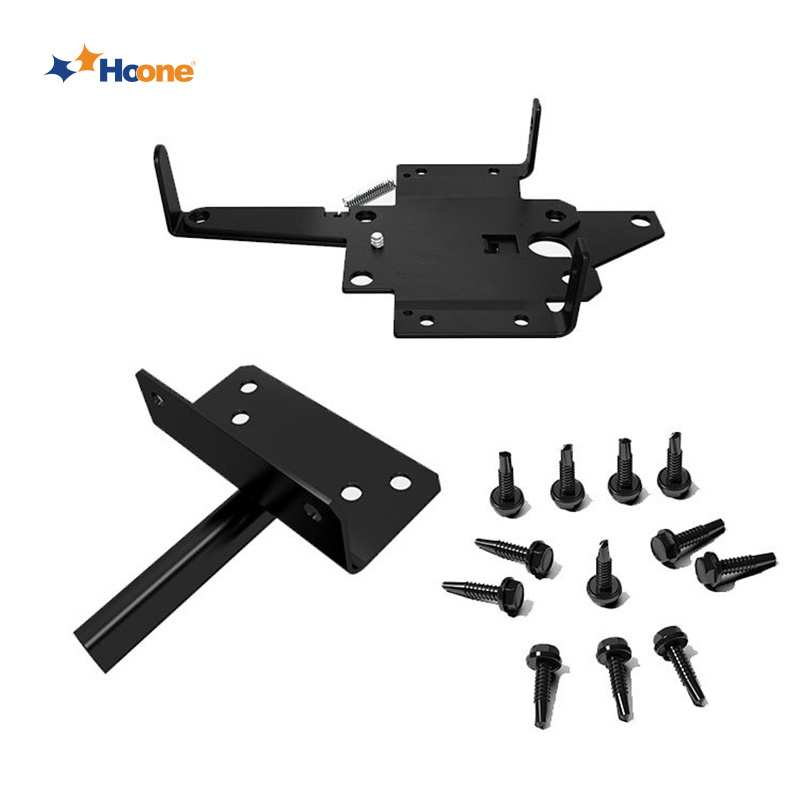 Hoone Heavy Duty Fence Self-Locking Black Finishing Post Mount Steel Automatic Gravity Lever Wood Fence Gate Latches