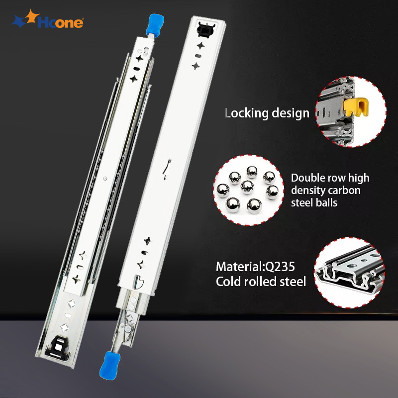 Hoone 1000Mm 50 Inch Soft Closing  Telescopic Heavy Duty Slim Bearing Locking Slippers Drawer Slide 500 Kg System For Kitchen