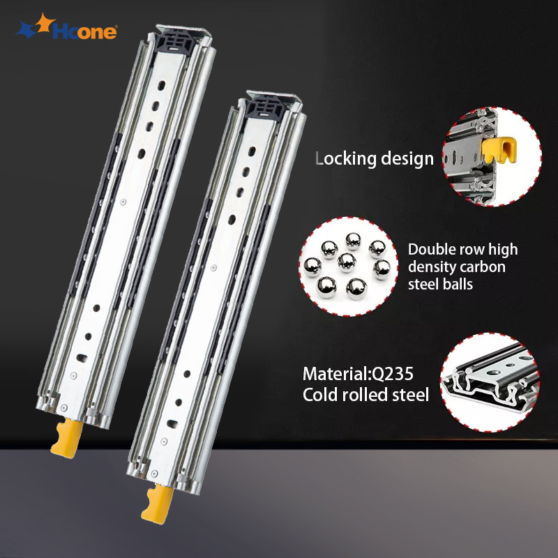 Hoone Ball Bearing 76Mm 53Mm Inch Drawer Runners 227Kg Heavy Duty 1600Mm Locking Soft Close Drawer Slides With Tray Locking