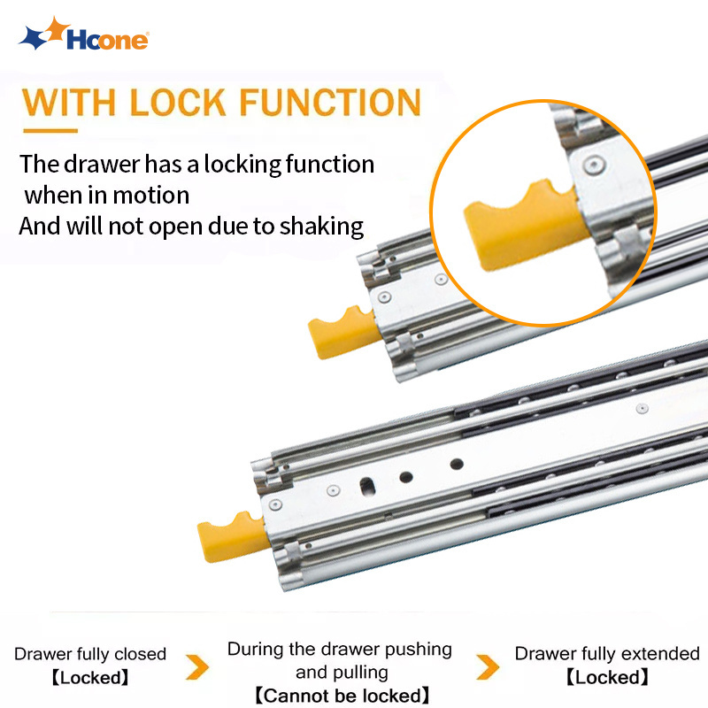 Hoone Ball Bearing 76Mm 53Mm Inch Drawer Runners 227Kg Heavy Duty 1600Mm Locking Soft Close Drawer Slides With Tray Locking