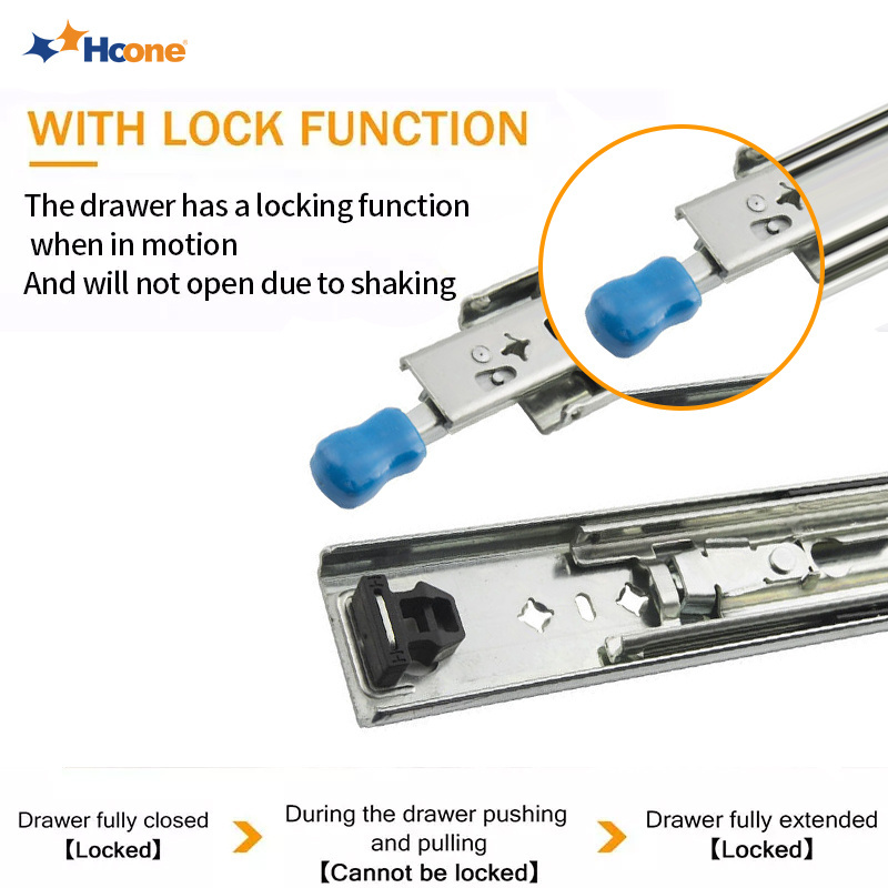 Hoone Heavy Duty Drawer Slide Rail 76mm 225kg 500 lbs Load Capacity telescopic channel Heavy Industry Drawer Slide With Lock