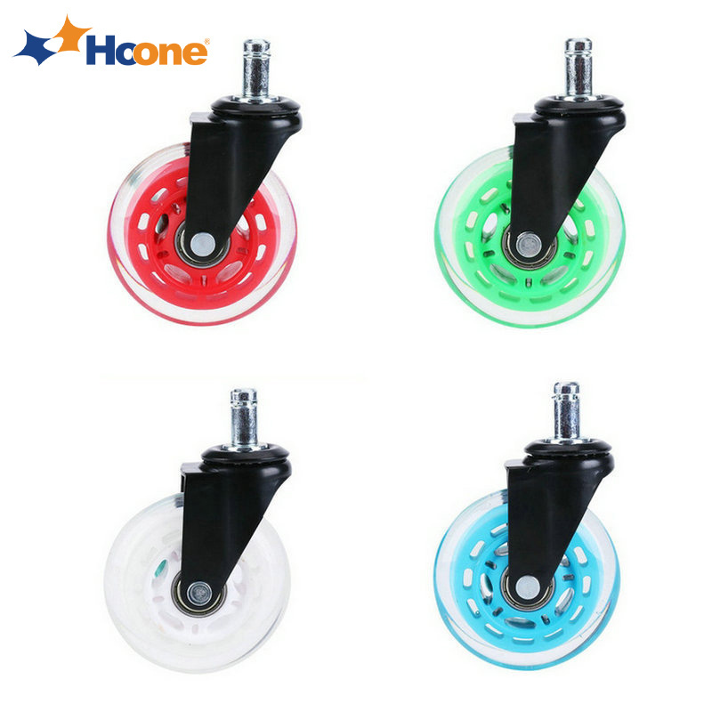 Hoone Universal 3 inch office chair Rubber Castors transparent PU caster wheels for Set of 5 Heavy Duty Office