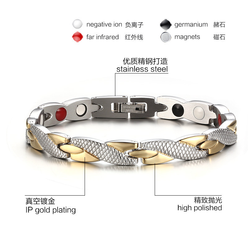 Stock Jewelry 4 in 1 Cheap Stainless Steel Jewelry Germanium & Magnetic Stainless Steel Bracelet For Men Accessory Jewelry