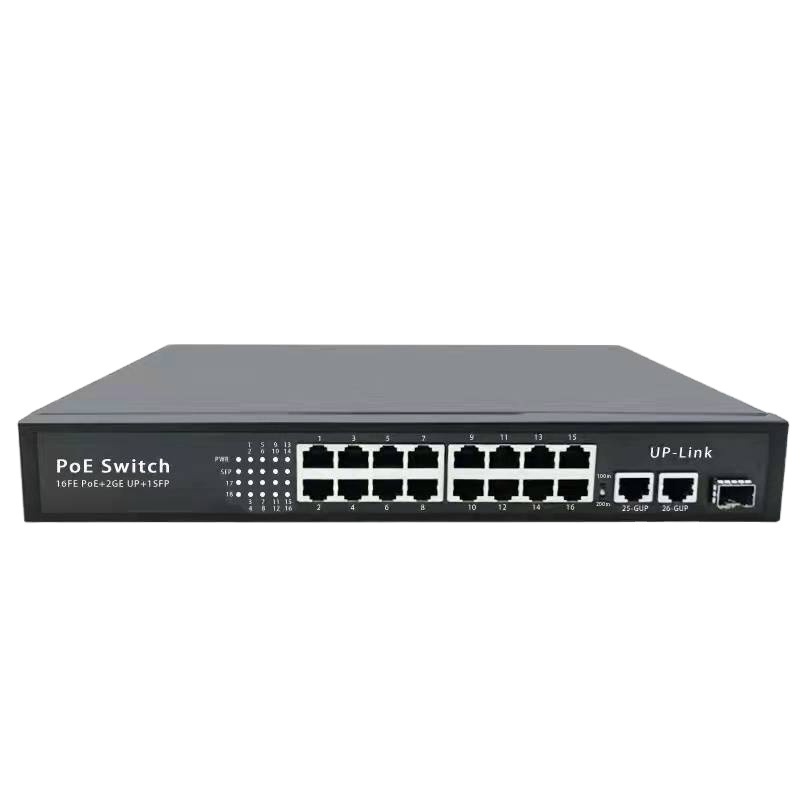 16 port POE switch 16* 100M+ 2* Gigabit uplink+1* SFP fiber Gigabit uplink port 16 port POE switch