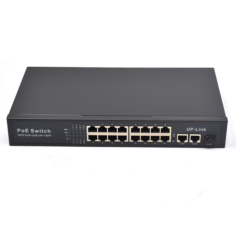 16 port POE switch 16* 100M+ 2* Gigabit uplink+1* SFP fiber Gigabit uplink port 16 port POE switch