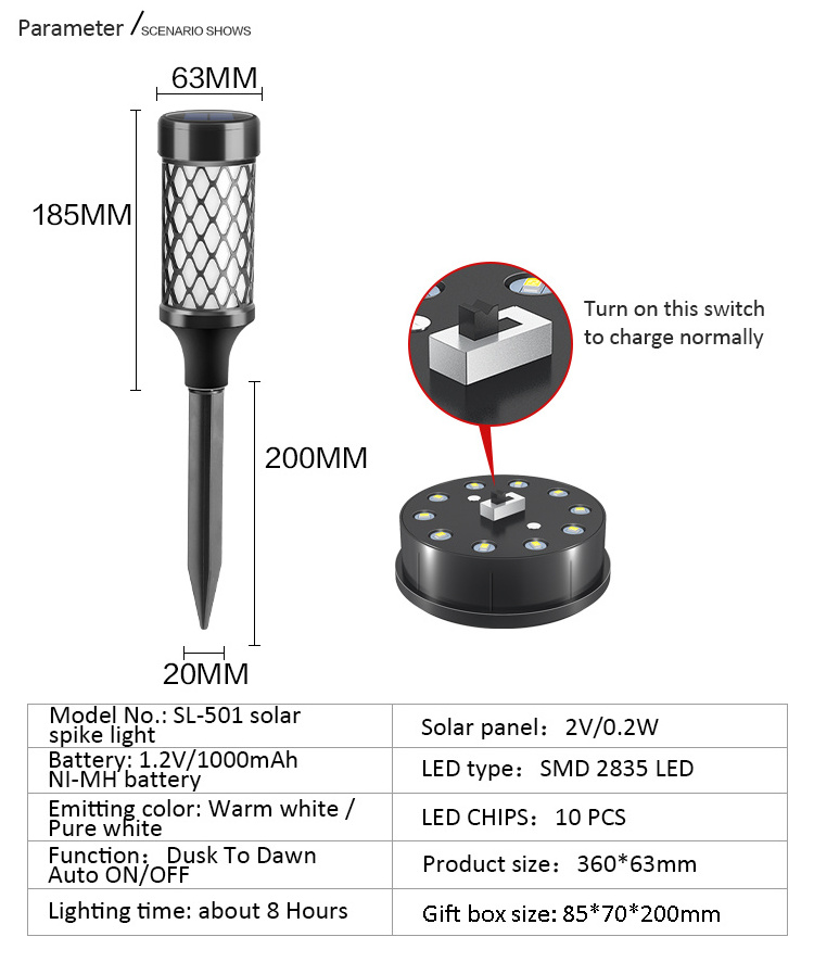 Factory Hot Sell SL-501 White Warm Garden Night  for front door yard garage garden solar lights  2pcs package