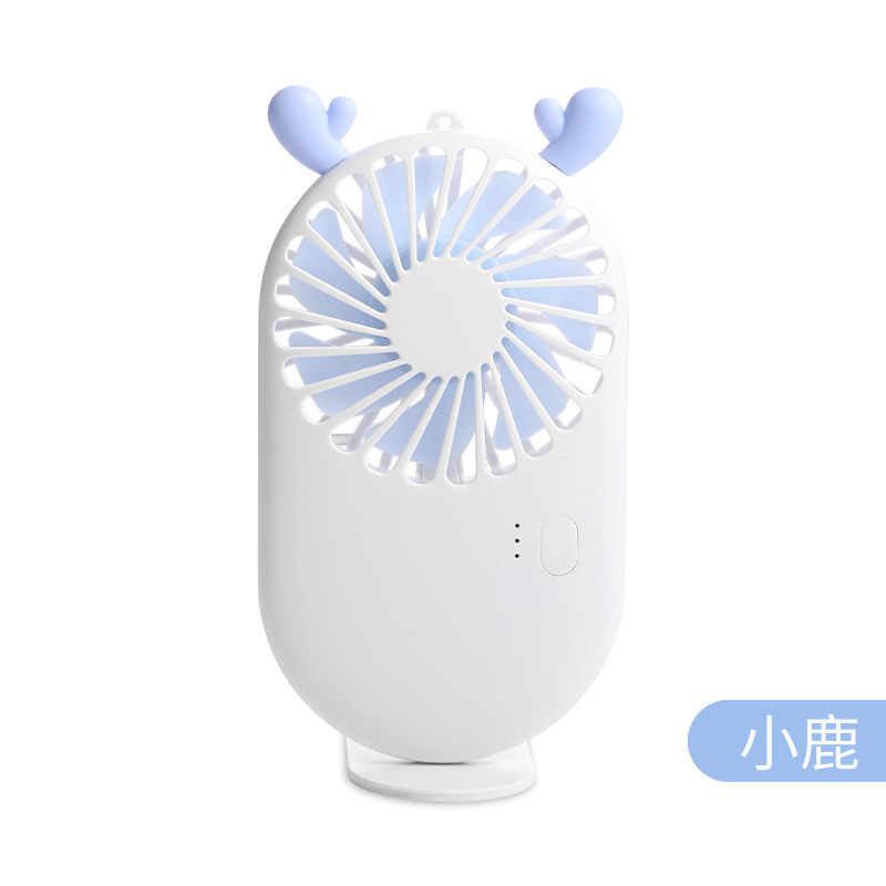 Factory supply cute antlers built-in lithium battery rechargeable mini portable fan