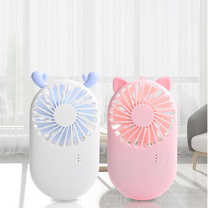 Factory supply cute antlers built-in lithium battery rechargeable mini portable fan