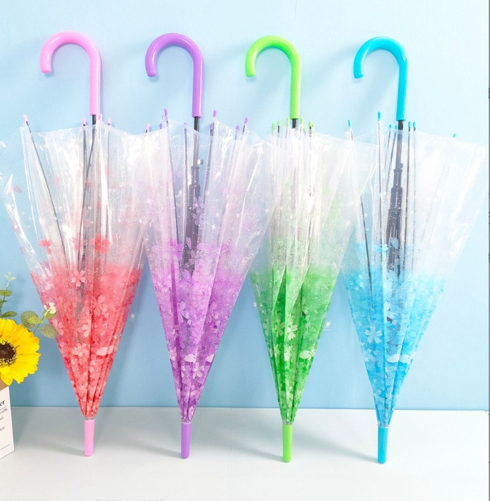 Hot Sale  Custom Poe Transparent Automatic Clear Color Elegant,Outdoor Straight Cheap Dome Clear Umbrella