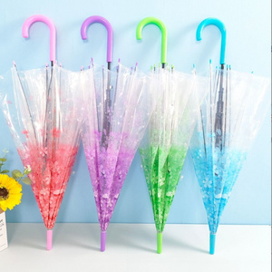 Hot Sale  Custom Poe Transparent Automatic Clear Color Elegant,Outdoor Straight Cheap Dome Clear Umbrella