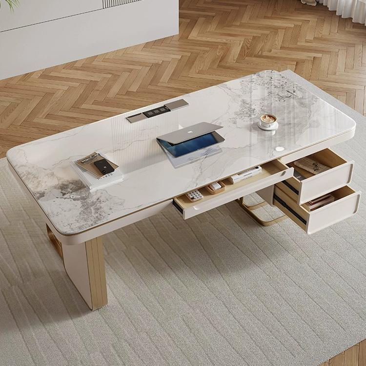 High End Modern Office Building Furniture Stone Office Desks Nordic Luxury Executive Manager Table Marble Writing Desk