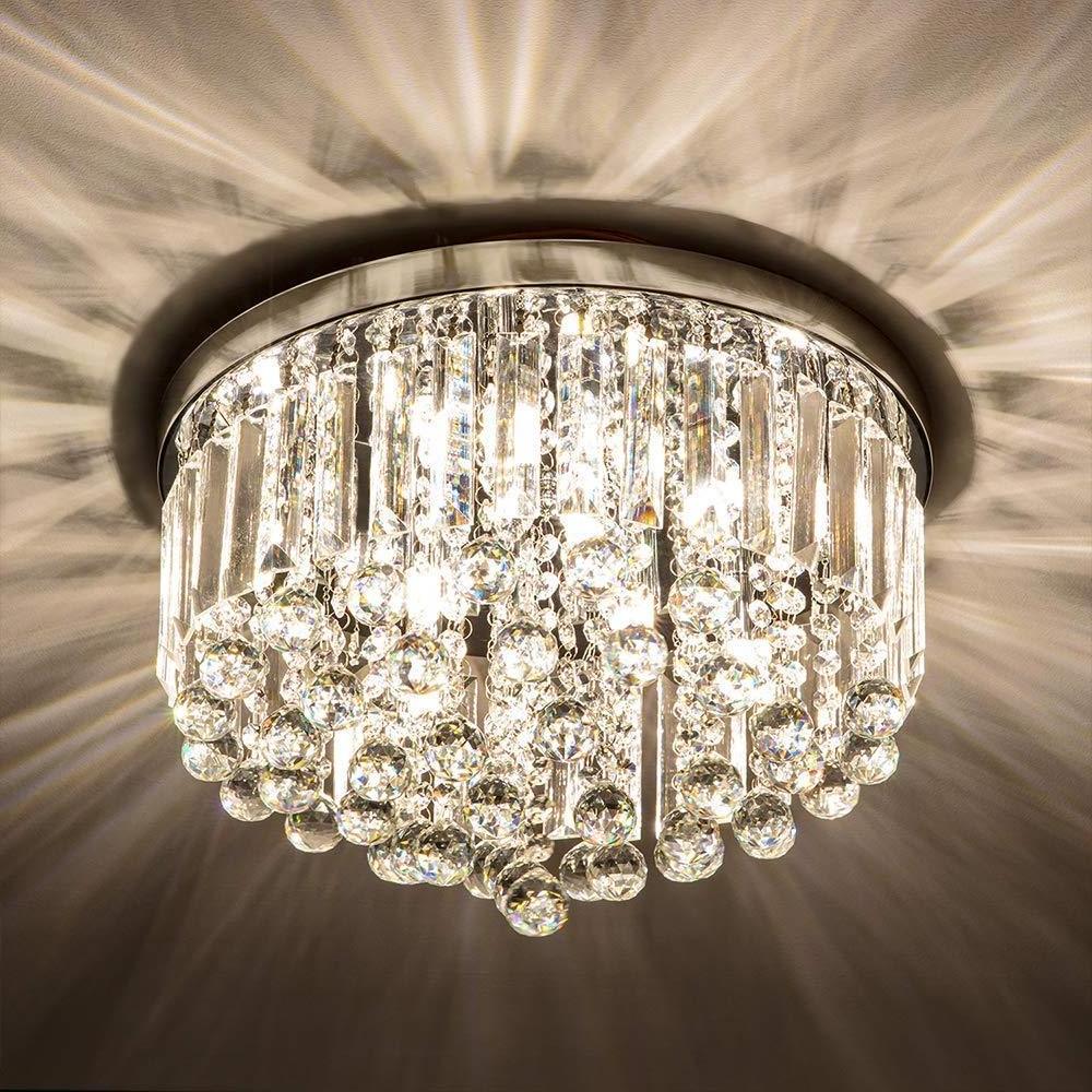 Factory Supply  Modern K9 Crystal Chandeliers Fixtures 3 Lights Mini Flush Mount LED Ceiling Lamp for Bedroom Passage Hallway