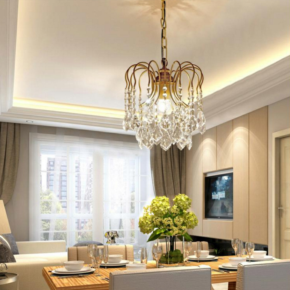 Modern LED Crystal Chandeliers Gold Iron Lamp Indoor Lighting Home Decoration Living Room Hotel Restaurant Coffee