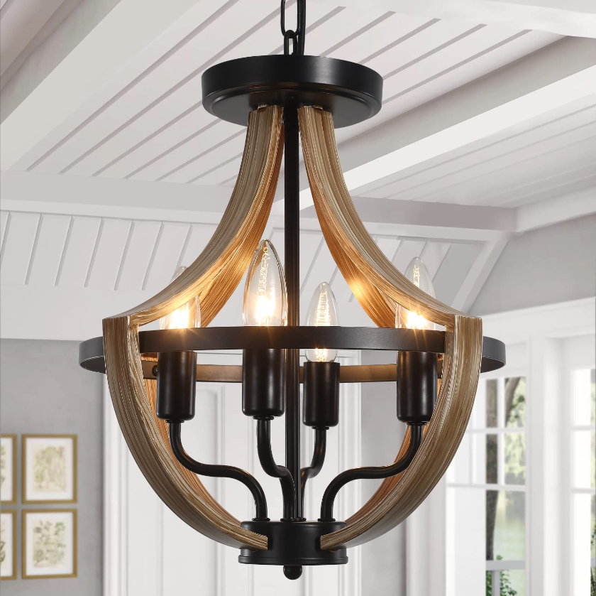 Farmhouse light American industrial retro design decorative lamp indoor wood textured Ceiling pendant light