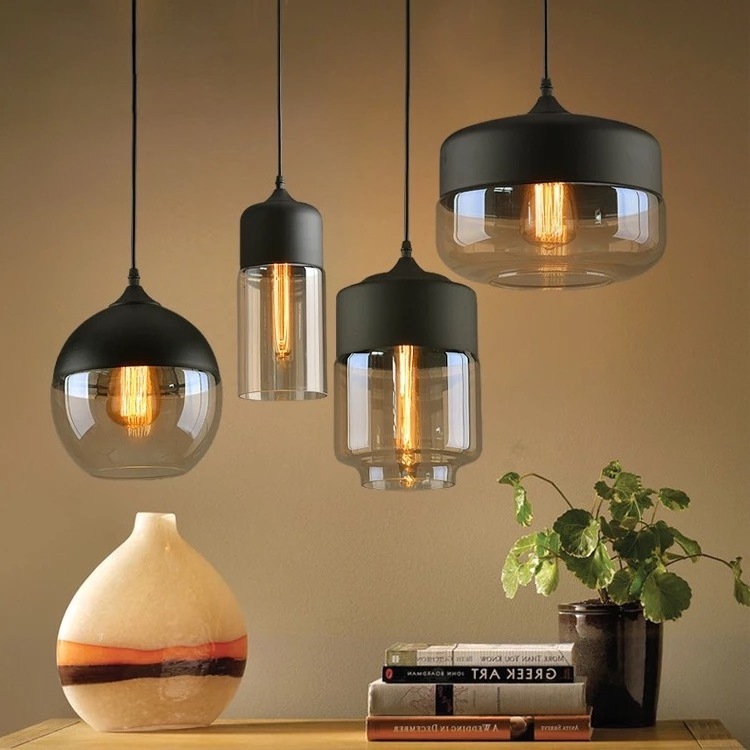 Vintage industrial Glass hanging Ceiling Chandeliers Pendant light for restaurant living room