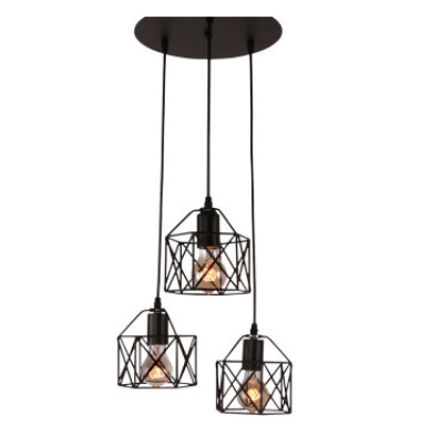 Industrial Retro Metal Iron Hanging Fixture Single and Three Head Pendent Vintage Pendant Light Cage Edison Home Modern Black 80