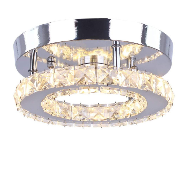 HOOYI  wholesale small led crystal ceiling lights round flush mount chandelier for kitchen bathroom dining room