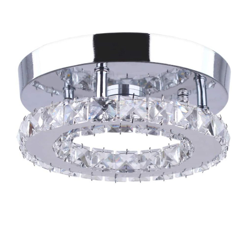 HOOYI  wholesale small led crystal ceiling lights round flush mount chandelier for kitchen bathroom dining room