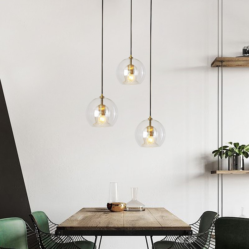 Nordic Modern Kitchen Lighting Pendant Hanging Lamps Globe Pendant Glass Ball Island Kitchen Lighting Pendant Light LED 90 Gua