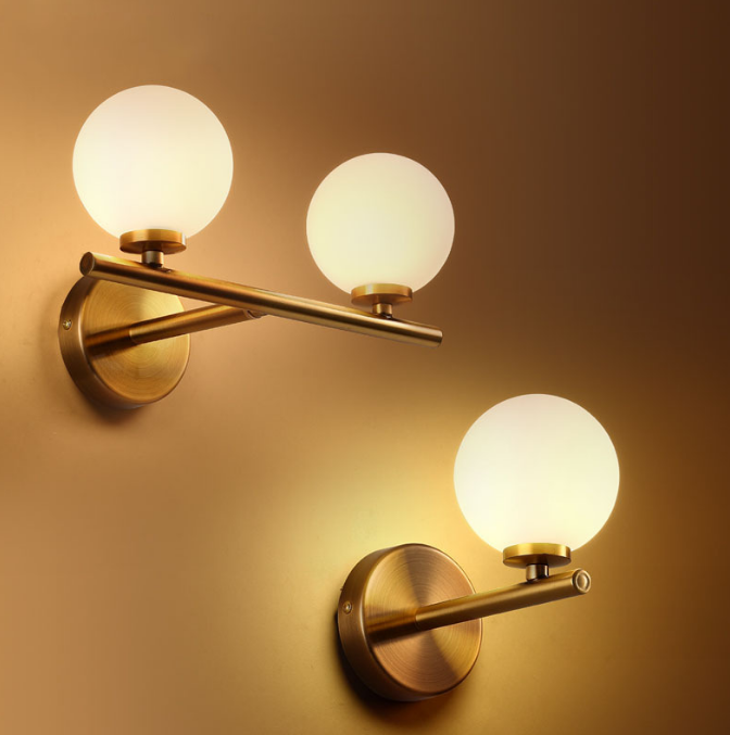 golden 1light 2 light 3-Light Mounted Light Fixture bedside Vanity Sconce glass Wall lamp