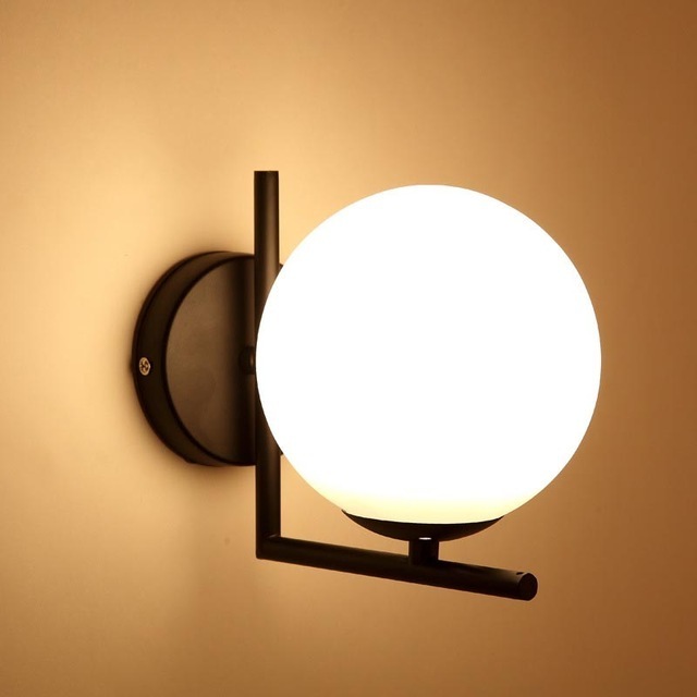 HOOYI Modern Style E27 Wall Lamps Nordic Glass Ball Wall Lights for Corridor Bedroom Bedside Lamp Sconces 85-265V