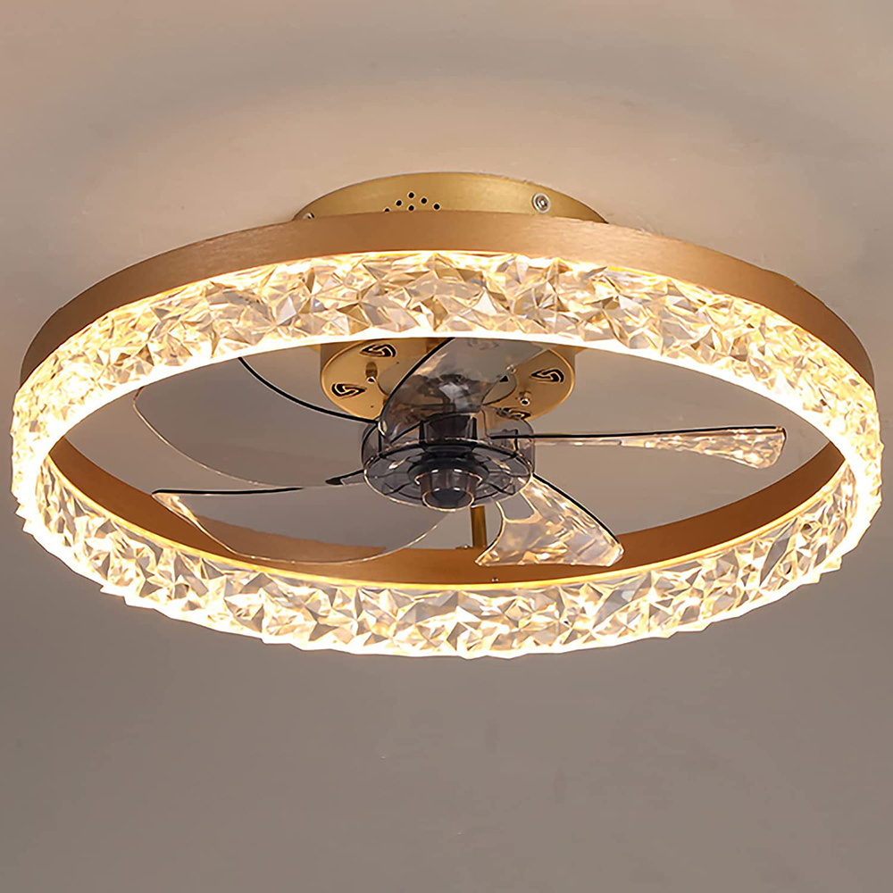 Modern Fancy Design Indoor Led Ceiling Fans Decorative Home Ceiling Lighting Luxury Flush Mount Remote Control