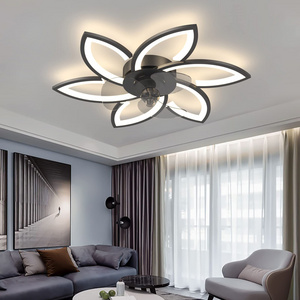 Factory Recommended Decorative Lighting Petal Ceiling Fan Lamp Led Light with Fan Modern Household Living Room 80 Remote Control