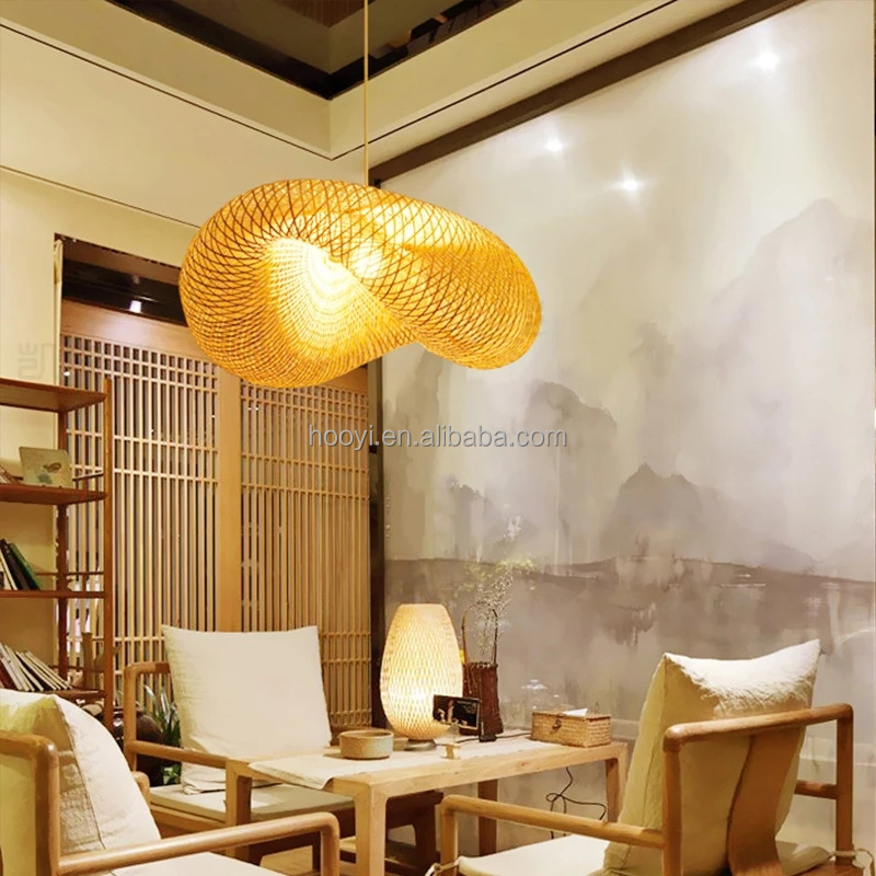 Modern bamboo weave chandelier bamboo lamp pendant lights Bamboo Wicker Rattan Pendant Light for Living Room Bedroom Dinning Res