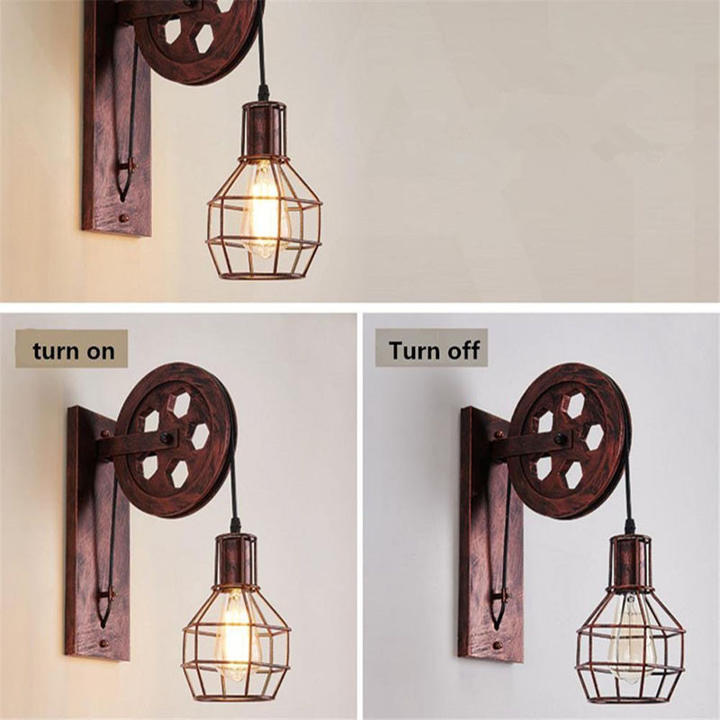 HOOYI Retro Loft Lamp Creative Wall Light for Kitchen Bedroom Wall Sconce Living Room Restaurant Wood Wall Lamp