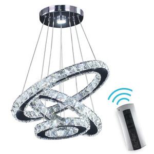 Modern simple led round K9 crystal ceiling lamp nordic indoor design decoration hanging pendant light for bedroom