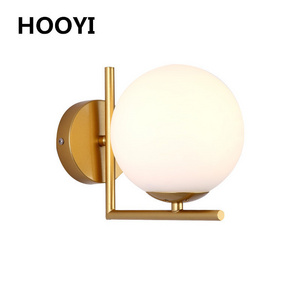 HOOYI Modern Style E27 Wall Lamps Nordic Glass Ball Wall Lights for Corridor Bedroom Bedside Lamp Sconces 85-265V