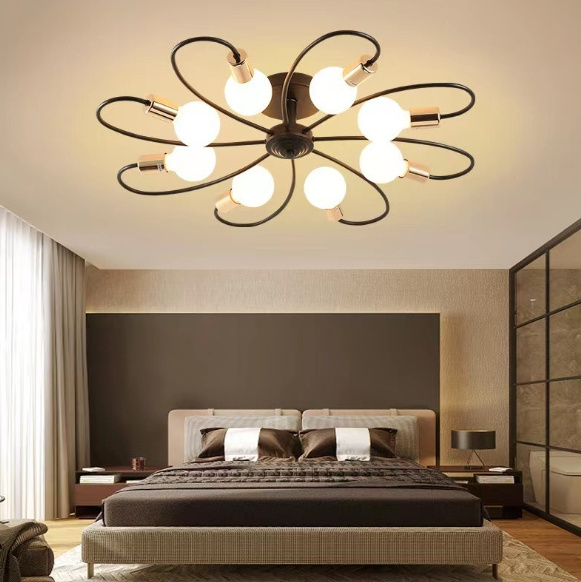 Nordic Ceiling Light Fixture 8 Lights Sputnik Adjustable ceiling Chandelier lamp for Bedroom