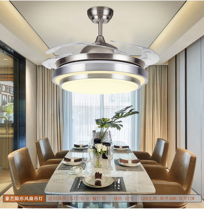 Modern Indoor Invisible Ceiling Light Fan with Light LED And Remote Control