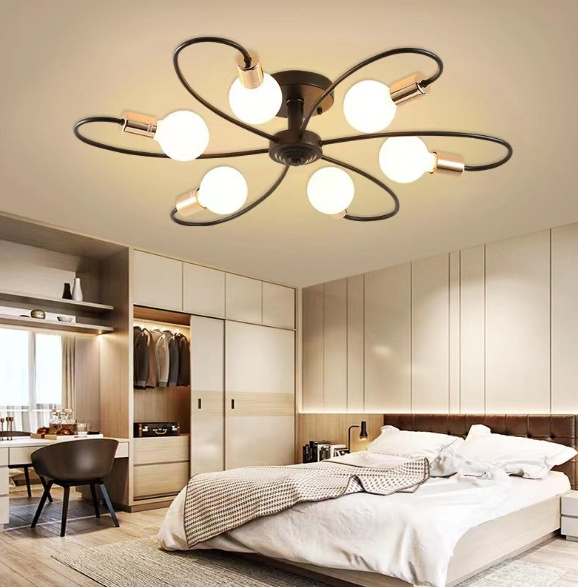 Nordic Ceiling Light Fixture 8 Lights Sputnik Adjustable ceiling Chandelier lamp for Bedroom