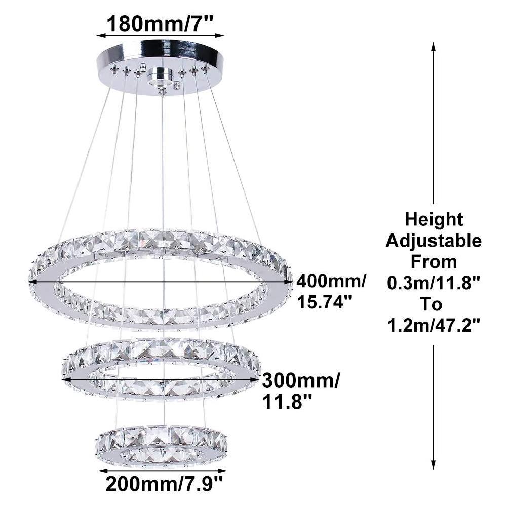 Modern simple led round K9 crystal ceiling lamp nordic indoor design decoration hanging pendant light for bedroom